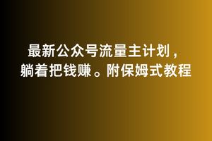 2月最新公众号流量主计划，躺着把钱赚，附保姆式教程【揭秘】-新星起源