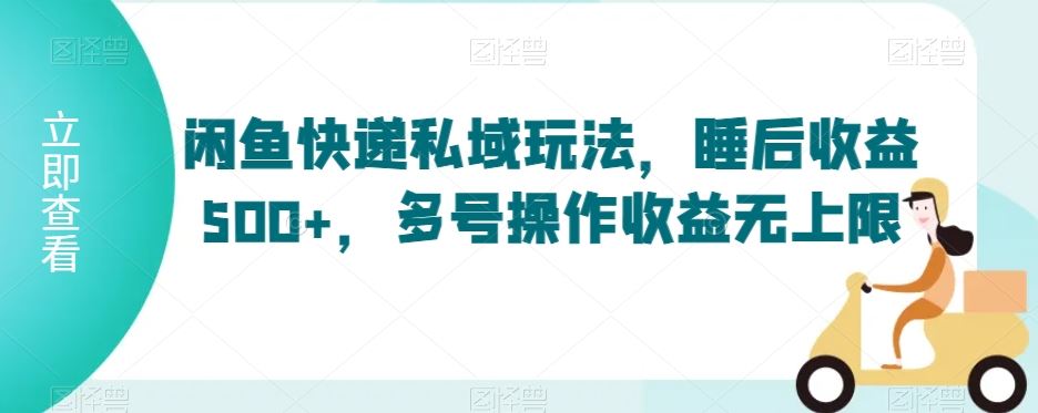 闲鱼快递私域玩法，睡后收益500+，多号操作收益无上限【揭秘】-新星起源