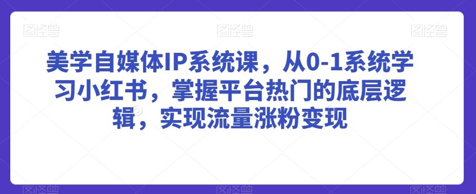 美学自媒体IP系统课，从0-1系统学习小红书，掌握平台热门的底层逻辑，实现流量涨粉变现-新星起源