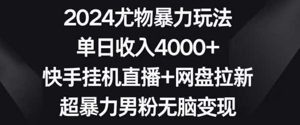 2024尤物暴力玩法，单日收入4000+，快手挂机直播+网盘拉新，超暴力男粉无脑变现【揭秘】-新星起源