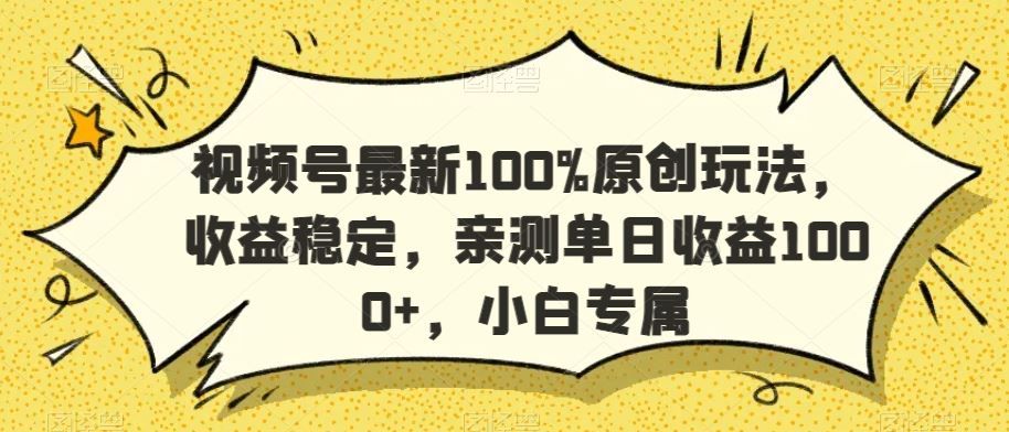 视频号最新100%原创玩法，收益稳定，亲测单日收益1000+，小白专属【揭秘】-新星起源