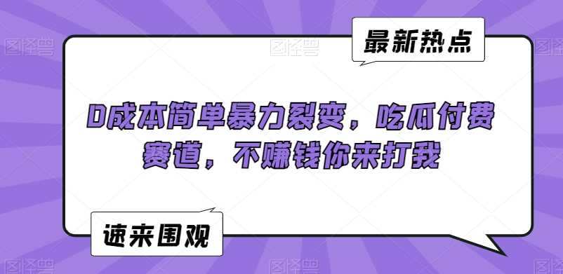 0成本简单暴力裂变，吃瓜付费赛道，不赚钱你来打我【揭秘】-新星起源