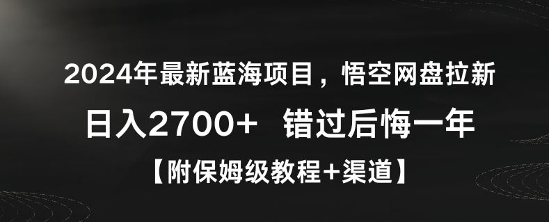 2024年最新蓝海项目，悟空网盘拉新，日入2700+错过后悔一年【附保姆级教程+渠道】【揭秘】-新星起源