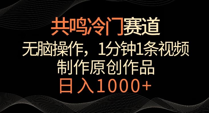 共鸣冷门赛道，无脑操作，一分钟一条视频，日入1000+【揭秘】-新星起源