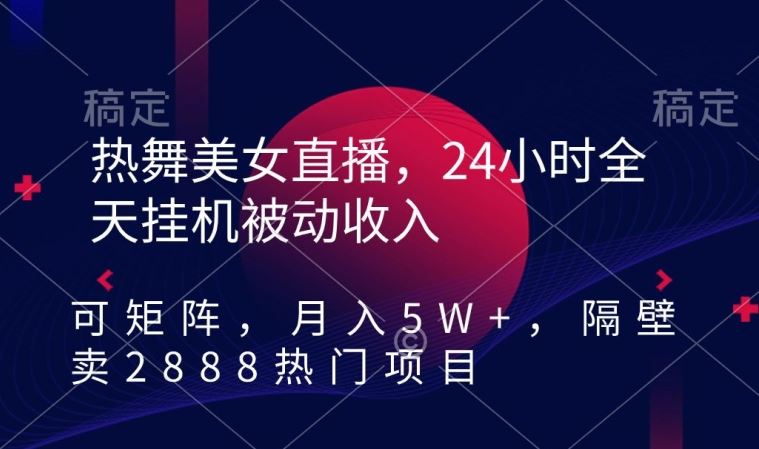 热舞美女直播，24小时全天挂机被动收入，可矩阵，月入5W+，隔壁卖2888热门项目【揭秘】-新星起源