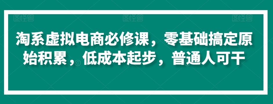 淘系虚拟电商必修课，零基础搞定原始积累，低成本起步，普通人可干-新星起源