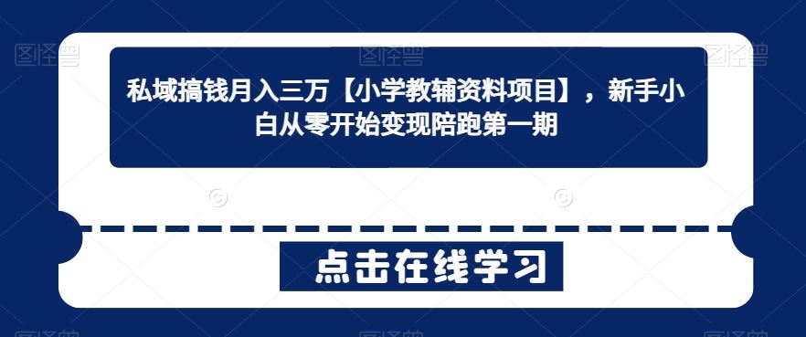 私域搞钱月入三万【小学教辅资料项目】，新手小白从零开始变现陪跑第一期-新星起源