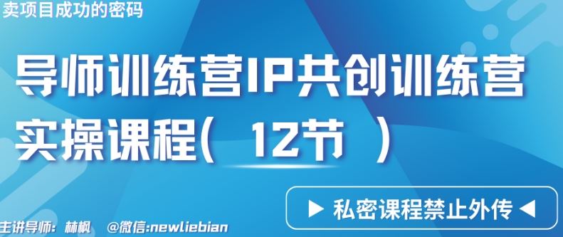 导师训练营3.0IP共创训练营私密实操课程（12节）-卖项目的密码成功秘诀【揭秘】-新星起源