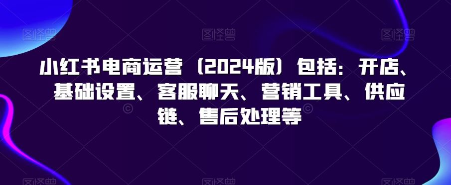 小红书电商运营（2024版）包括：开店、基础设置、客服聊天、营销工具、供应链、售后处理等-新星起源