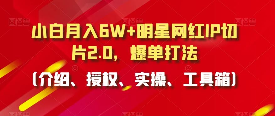 小白月入6W+明星网红IP切片2.0，爆单打法（介绍、授权、实操、工具箱）【揭秘】-新星起源