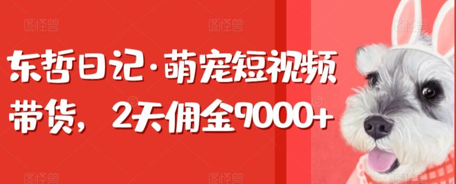 东哲日记·萌宠短视频带货，2天佣金9000+-新星起源