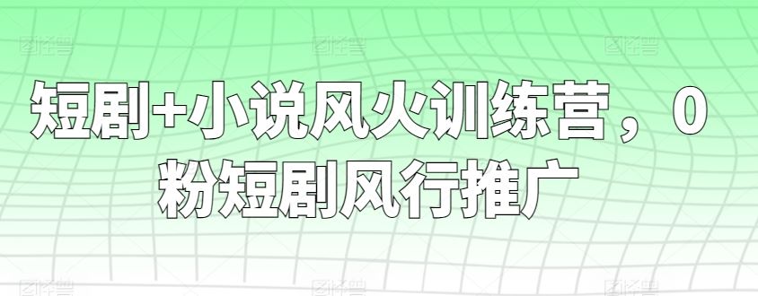 短剧+小说风火训练营，0粉短剧风行推广-新星起源