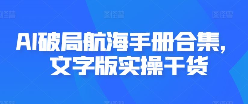 AI破局航海手册合集，文字版实操干货-新星起源