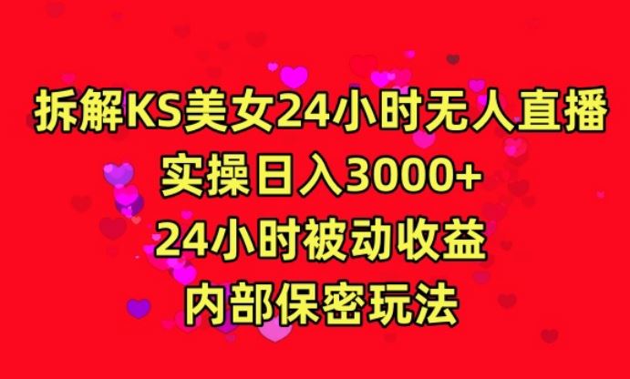 利用快手24小时无人美女直播，实操日入3000，24小时被动收益，内部保密玩法【揭秘】-新星起源