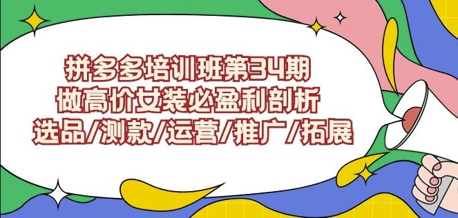 拼多多培训班第34期：做高价女装必盈利剖析选品/测款/运营/推广/拓展-新星起源