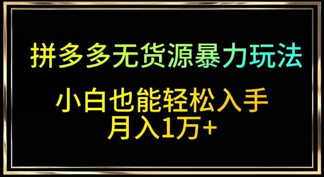 拼多多无货源暴力玩法，全程干货，小白也能轻松入手，月入1万+【揭秘】-新星起源