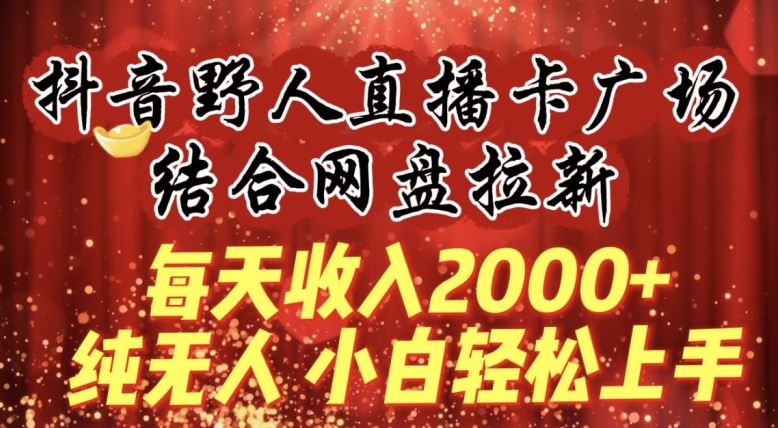 每天收入2000+，抖音野人直播卡广场，结合网盘拉新，纯无人，小白轻松上手【揭秘】-新星起源