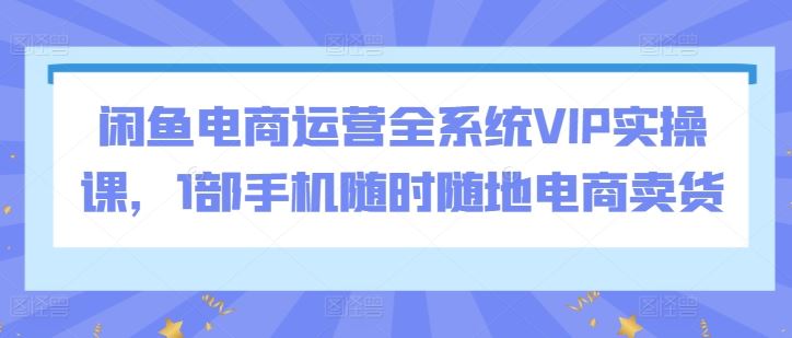 闲鱼电商运营全系统VIP实操课，1部手机随时随地电商卖货-新星起源