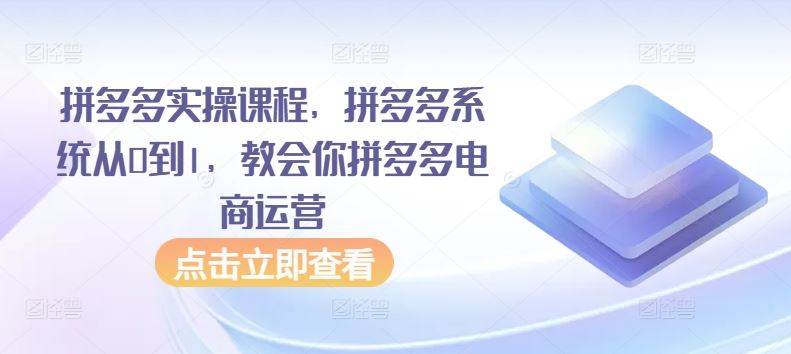 拼多多实操课程，拼多多系统从0到1，教会你拼多多电商运营-新星起源