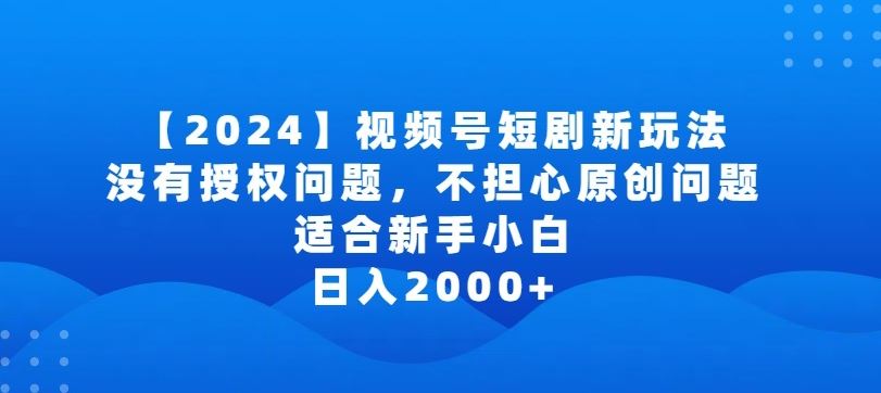 2024视频号短剧玩法，没有授权问题，不担心原创问题，适合新手小白，日入2000+【揭秘】-新星起源