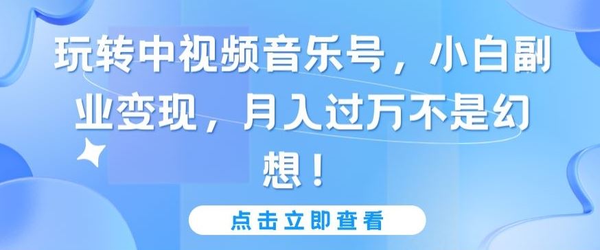 玩转中视频音乐号，小白副业变现，月入过万不是幻想【揭秘】-新星起源