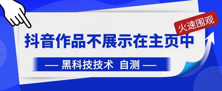 抖音黑科技：抖音作品不展示在主页中【揭秘】-新星起源