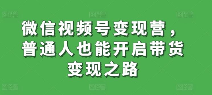 微信视频号变现营，普通人也能开启带货变现之路-新星起源