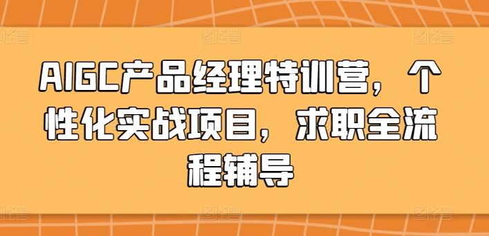 AIGC产品经理特训营，个性化实战项目，求职全流程辅导-新星起源