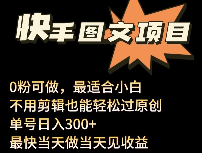 24年最新快手图文带货项目，零粉可做，不用剪辑轻松过原创单号轻松日入300+【揭秘】-新星起源