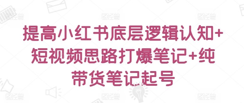 提高小红书底层逻辑认知+短视频思路打爆笔记+纯带货笔记起号-新星起源