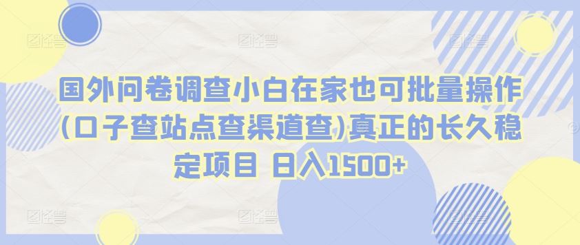 国外问卷调查小白在家也可批量操作(口子查站点查渠道查)真正的长久稳定项目 日入1500+【揭秘】-新星起源