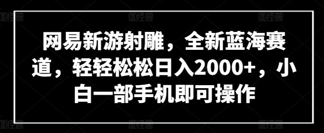 网易新游射雕，全新蓝海赛道，轻轻松松日入2000+，小白一部手机即可操作【揭秘】-新星起源