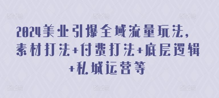 2024美业引爆全域流量玩法，素材打法 付费打法 底层逻辑 私城运营等-新星起源