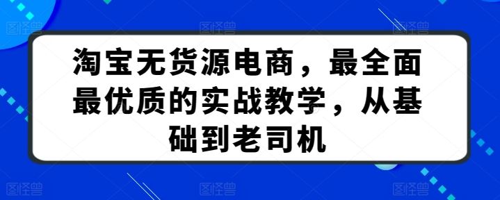 淘宝无货源电商，最全面最优质的实战教学，从基础到老司机-新星起源