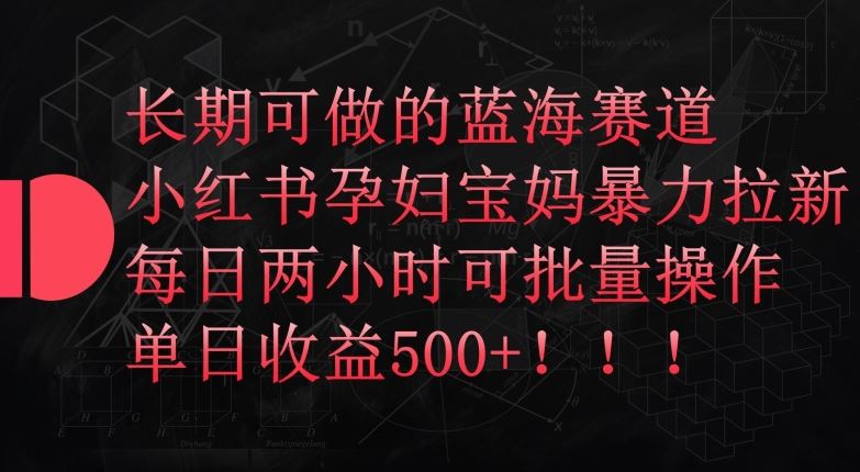 长期可做的蓝海赛道，小红书孕妇宝妈暴力拉新玩法，每日两小时可批量操作，单日收益500+【揭秘】-新星起源