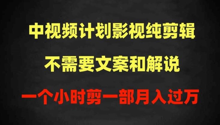 中视频计划影视纯剪辑，不需要文案和解说，一个小时剪一部，100%过原创月入过万【揭秘】-新星起源