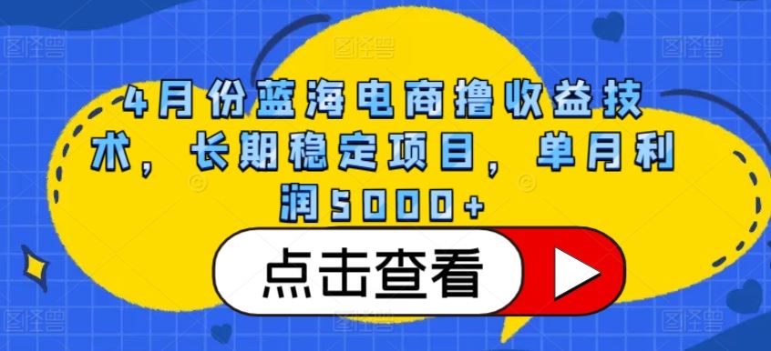 4月份蓝海电商撸收益技术，长期稳定项目，单月利润5000+【揭秘】-新星起源