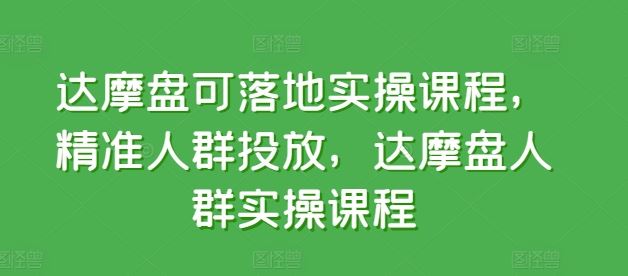 达摩盘可落地实操课程，精准人群投放，达摩盘人群实操课程-新星起源