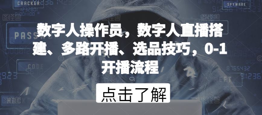 数字人操作员，数字人直播搭建、多路开播、选品技巧，0-1开播流程-新星起源