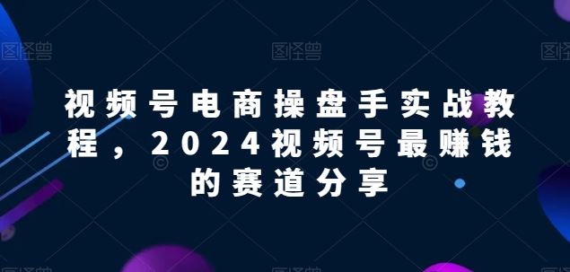 视频号电商实战教程，2024视频号最赚钱的赛道分享-新星起源