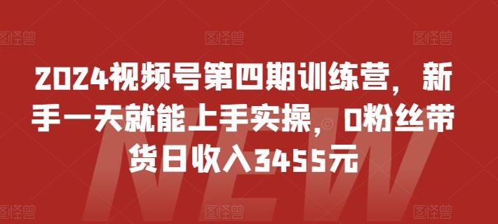 2024视频号第四期训练营，新手一天就能上手实操，0粉丝带货日收入3455元-新星起源