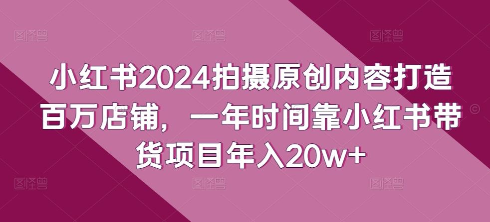 小红书2024拍摄原创内容打造百万店铺，一年时间靠小红书带货项目年入20w+-新星起源