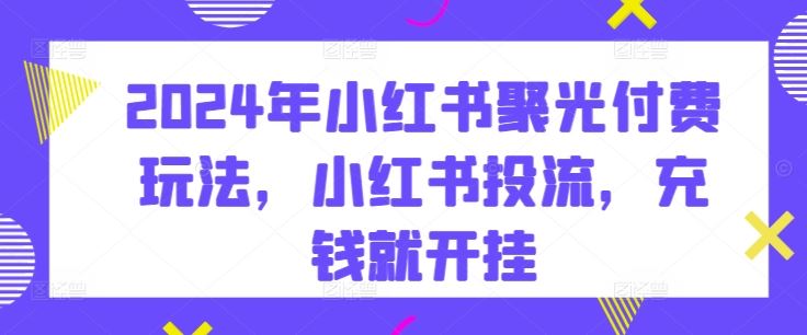 2024年小红书聚光付费玩法，小红书投流，充钱就开挂-新星起源