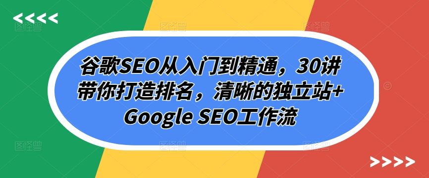 谷歌SEO从入门到精通，30讲带你打造排名，清晰的独立站+Google SEO工作流-新星起源