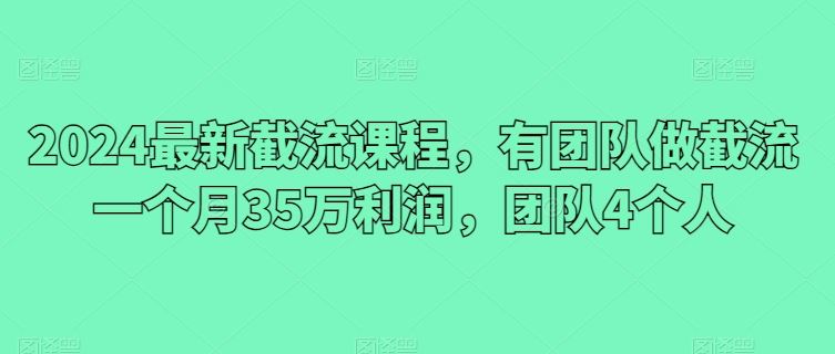 2024最新截流课程，有团队做截流一个月35万利润，团队4个人-新星起源