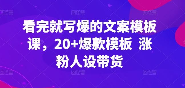 看完就写爆的文案模板课，20+爆款模板  涨粉人设带货-新星起源