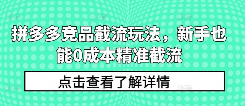 拼多多竞品截流玩法，新手也能0成本精准截流-新星起源