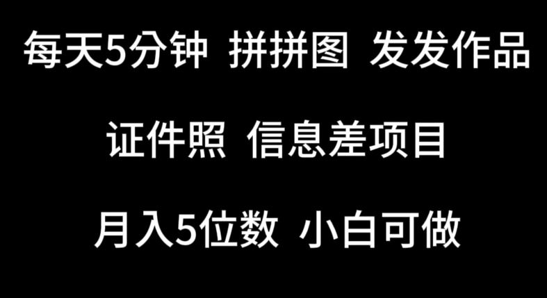 每天5分钟，拼拼图发发作品，证件照信息差项目，小白可做【揭秘】-新星起源