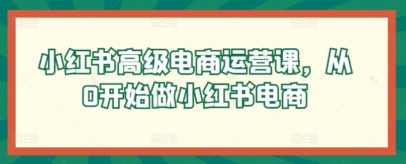 小红书高级电商运营课，从0开始做小红书电商-新星起源