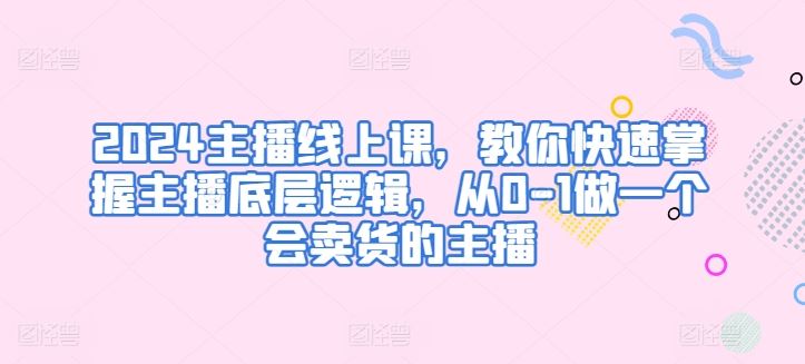 2024主播线上课，教你快速掌握主播底层逻辑，从0-1做一个会卖货的主播-新星起源